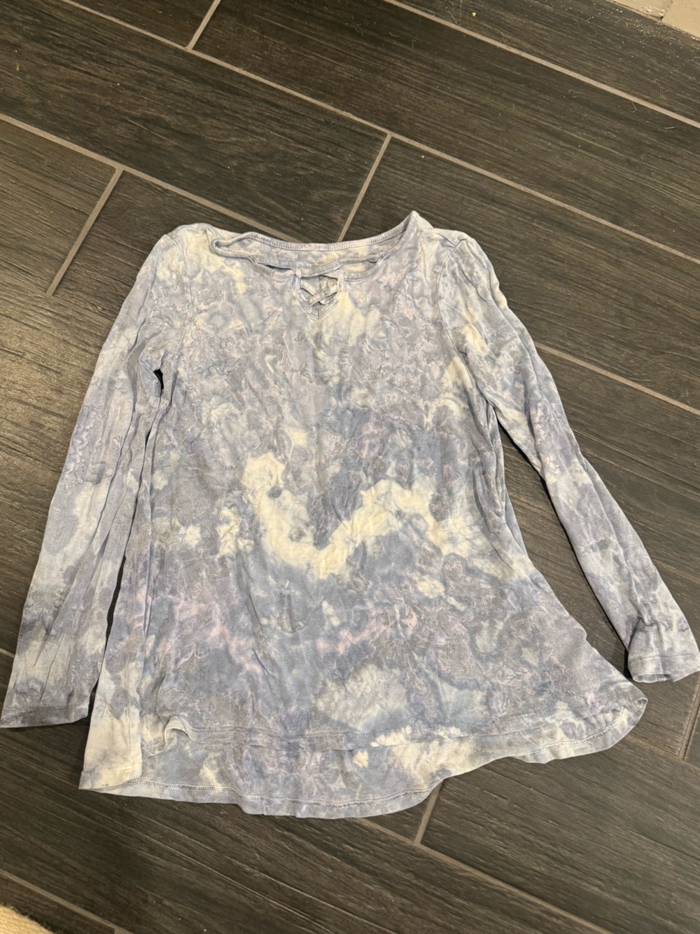 Justice Blue and Cream Tie-Dye Long Sleeve Tee